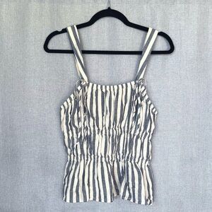 NWOT Universal Thread Gray and Off White Striped Tank with Bow Ties Peplum S